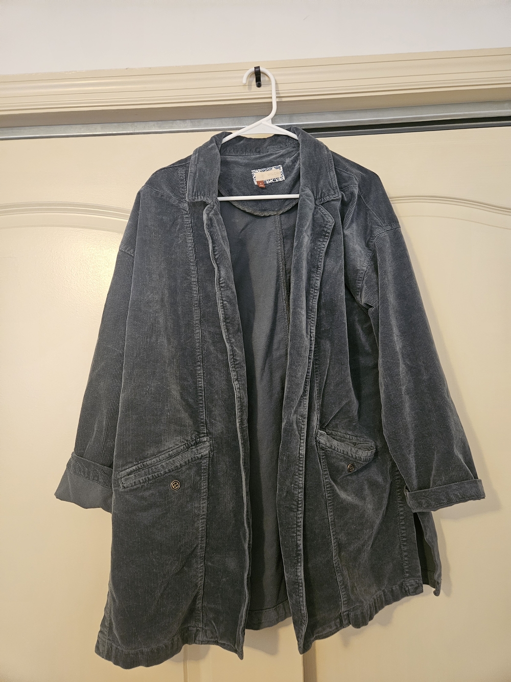 Pilcro Dusty Blue Corduroy Oversized Blazer - Picture 3 of 4